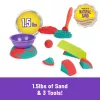 Kinetisches Sand-Set für Kinder Spinmaster Mold n’ Flow 1,5 lb Rot & Türkis mit 3 Werkzeugen (ab 3 Jahren)