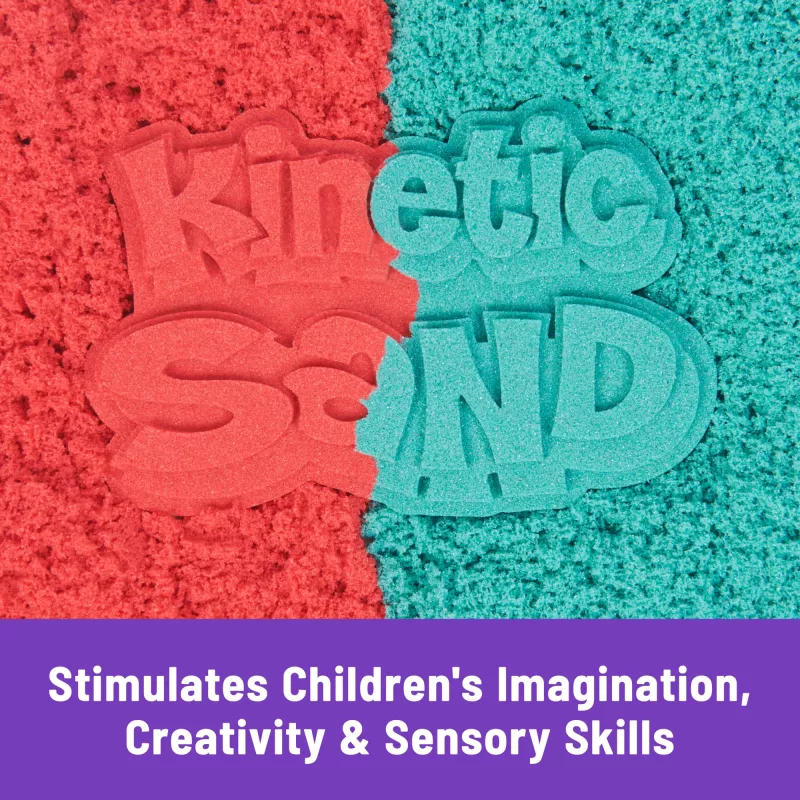 Kinetisches Sand-Set für Kinder Spinmaster Mold n’ Flow 1,5 lb Rot & Türkis mit 3 Werkzeugen (ab 3 Jahren)