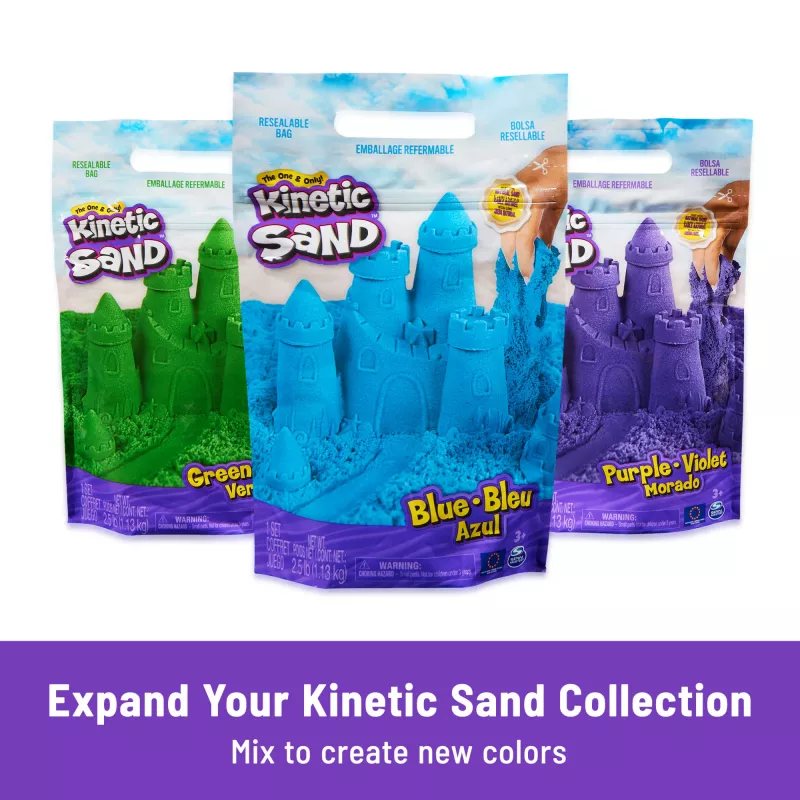 Kinetisches Sand-Set für Kinder Spinmaster Mold n’ Flow 1,5 lb Rot & Türkis mit 3 Werkzeugen (ab 3 Jahren)