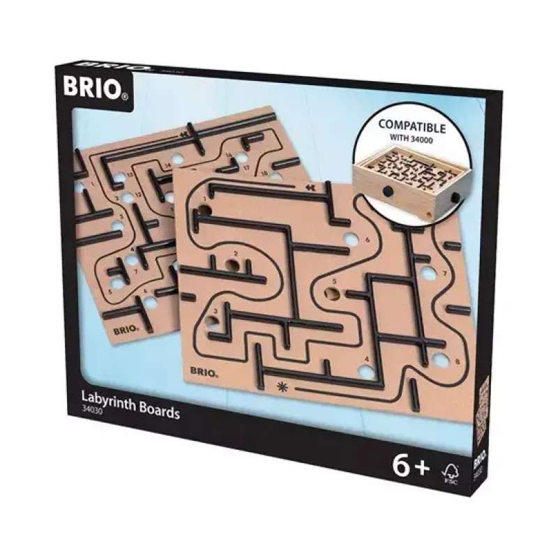 Holz-Labyrinth-Brettspiel Ravensburger BRIO Labyrinth Boards, schwarz, 273×228×9 mm, ab 6 Jahren