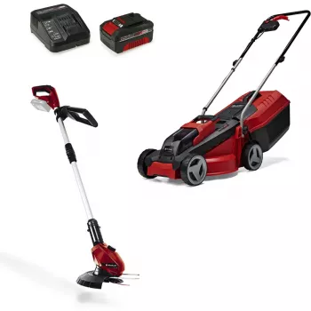 Akkurasenmäher und Rasentrimmer-Set EINHELL GE-CM 18/30 + GE-CT 18, rot/schwarz, Li-Ion 4,0 Ah
