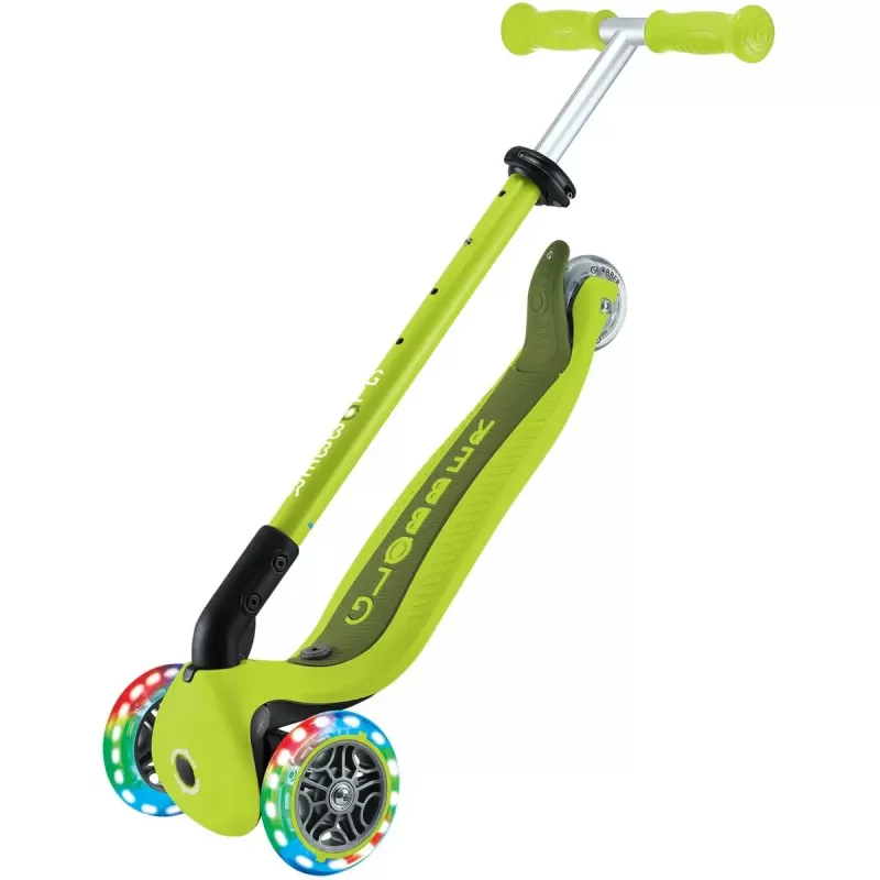 Tretroller GLOBBER Go-Up Active Lights — höhenverstellbar, LED-Lichter, limette