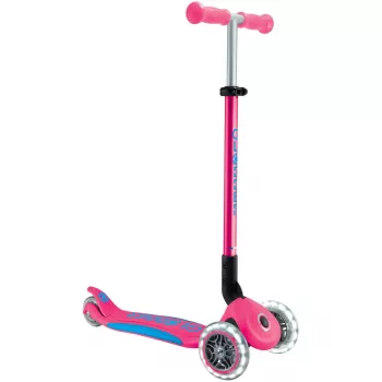 Kompaktscooter GLOBBER Primo Foldable Plus Lights – pink/hellblau