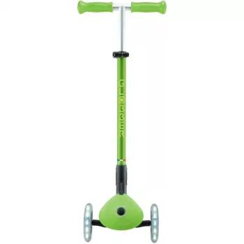 Tretroller GLOBBER Primo Foldable Plus Lights — faltbarer Kinderroller mit integrierten Lichtern, limettengrün