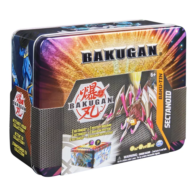Bakugan Baku-Tin, Sectanoid, Premium Sammler-Aufbewahrungsdose mit Mystery, Trading Cards, Kinderspielzeug für Jungen ab 6 Jahren