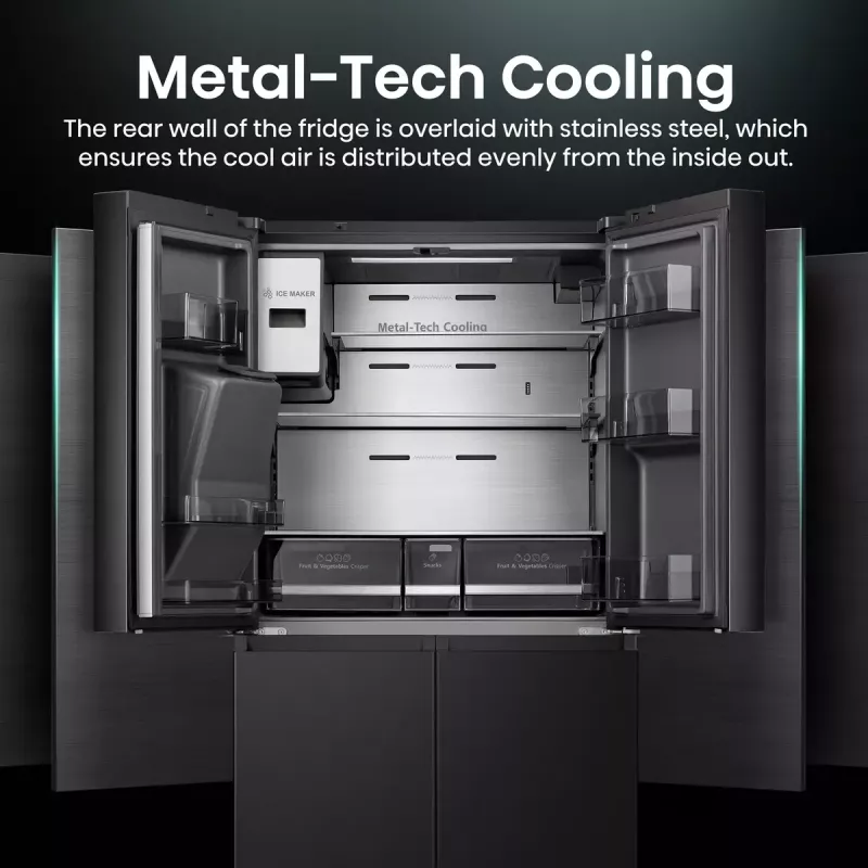 Hisense Side-by-Side-Kühlschrank RQ760N4IFE – Freistehender Multi-Door, 577 L Gesamtkapazität, Schwarz