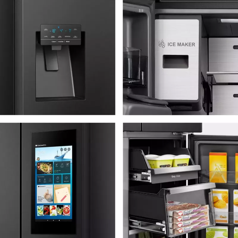 Hisense Side-by-Side-Kühlschrank RQ760N4IFE – Freistehender Multi-Door, 577 L Gesamtkapazität, Schwarz