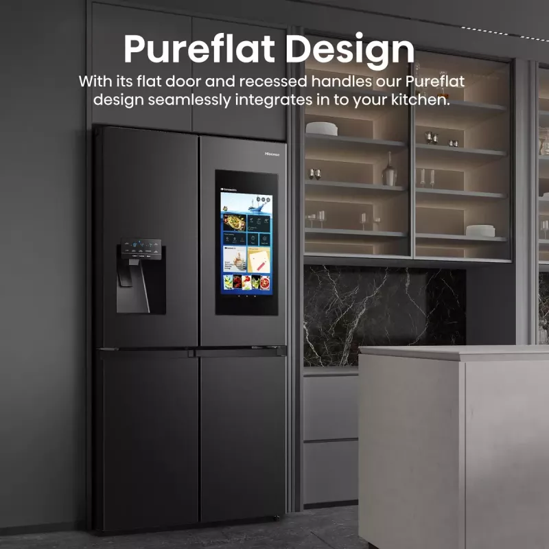 Hisense Side-by-Side-Kühlschrank RQ760N4IFE – Freistehender Multi-Door, 577 L Gesamtkapazität, Schwarz