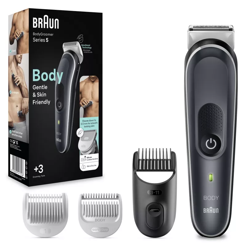 Braun BodyGroomer Body groomer 5 BG5340, mit SkinShield-Technologie und 2 Aufsätzen