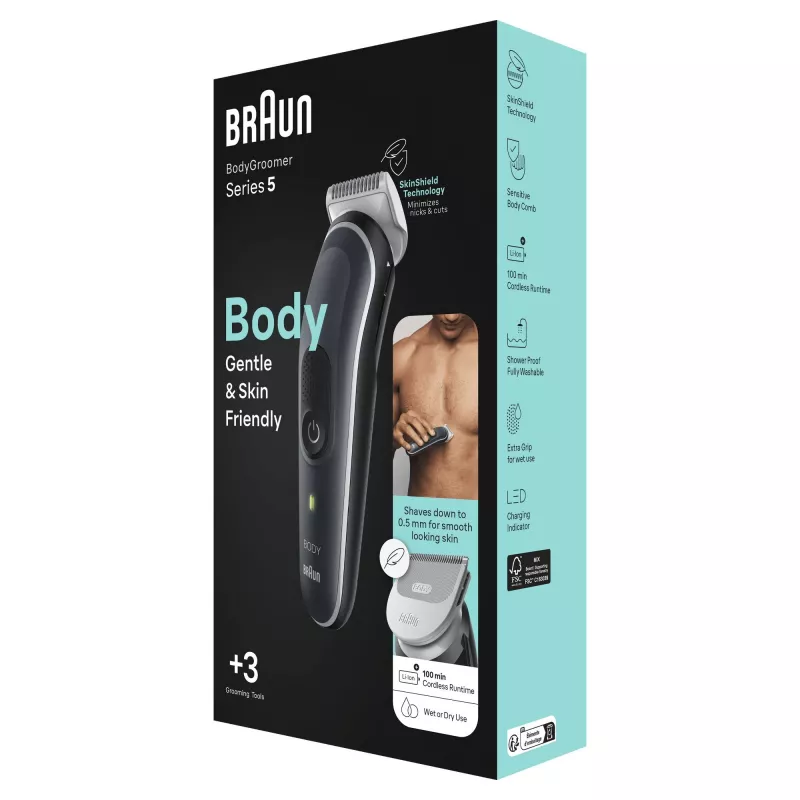 Braun BodyGroomer Body groomer 5 BG5340, mit SkinShield-Technologie und 2 Aufsätzen