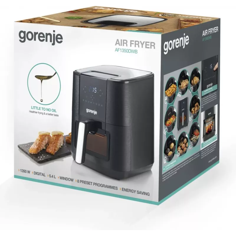 Gorenje AF1350DWB Einzel 5,4 L Standgerät 1350 W Heißluftfritteuse Schwarz