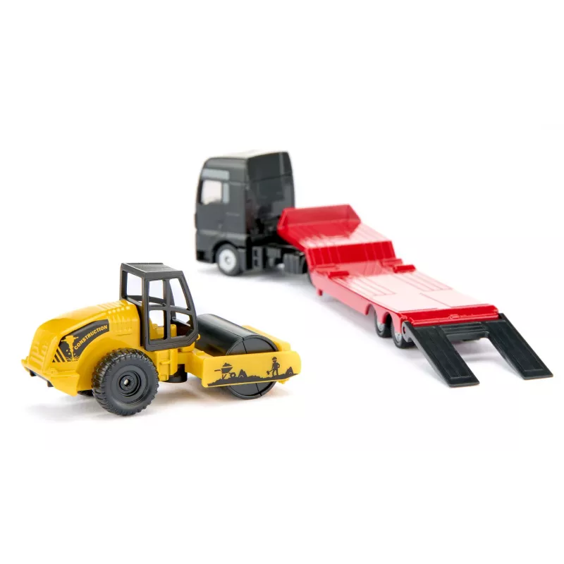 Siku MAN Lkw mit Straßenwalze, Lkw/Anhänger Modell, 1:87, MAN, Junge/Mädchen, Metall, Kunststoff, Rot, Gelb