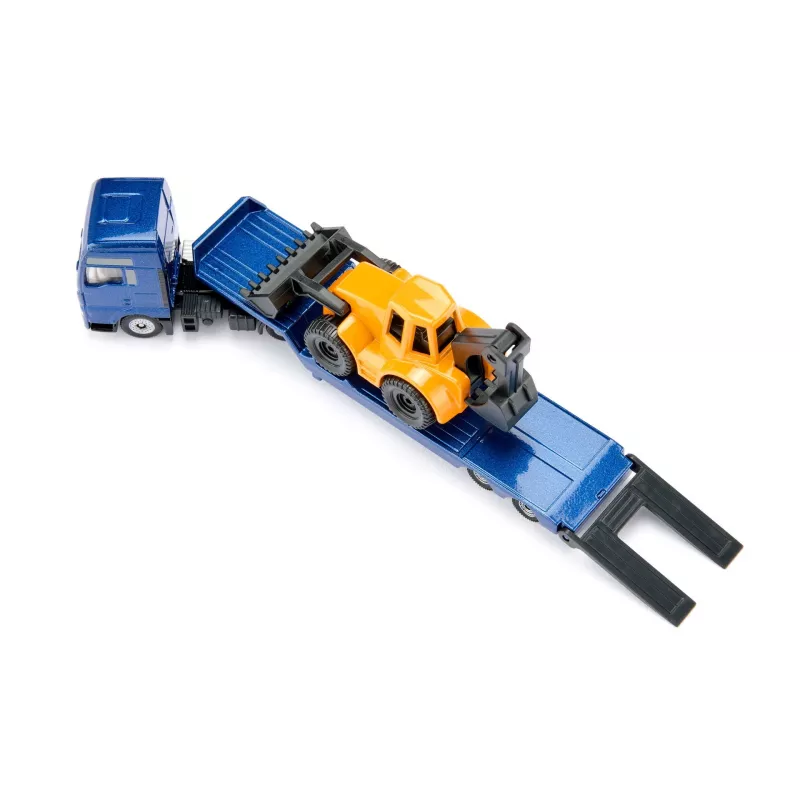 Siku MAN Lkw mit Baggerlader, Lkw-/Anhängermodell, 1:87, MAN, Junge/Mädchen, Metall, Kunststoff, Blau, Gelb