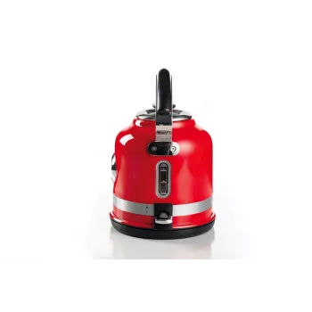 Ariete 2854 Moderna Wasserkocher, 2000 W, 1,7 l Fassungsvermögen, 360° kabellos, automatisches Abschaltsystem, herausnehmbarer Filter, sichtbarer Wasserstand, Thermometer, rot