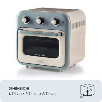 Ariete 4632 Heißluftfritteuse und Backofen Vintage, 1400W, 2in1, Fassungsvermögen 16L, Zubehör inklusive, Timer 60 Minuten, Doppelglas, blau
