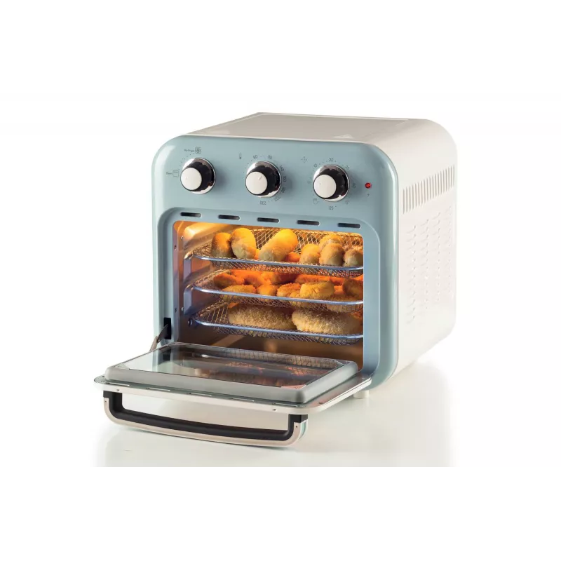 Ariete 4632 Heißluftfritteuse und Backofen Vintage, 1400W, 2in1, Fassungsvermögen 16L, Zubehör inklusive, Timer 60 Minuten, Doppelglas, blau