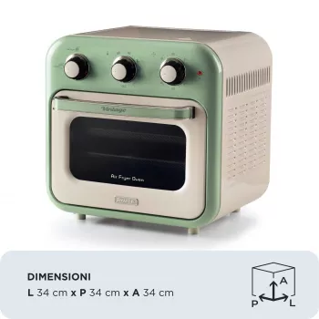 Ariete 4632 Heißluftfritteuse und Backofen Vintage, 1400W, 2in1, Fassungsvermögen 16L, Zubehör inklusive, Timer 60 Minuten, Doppelglas, Grün
