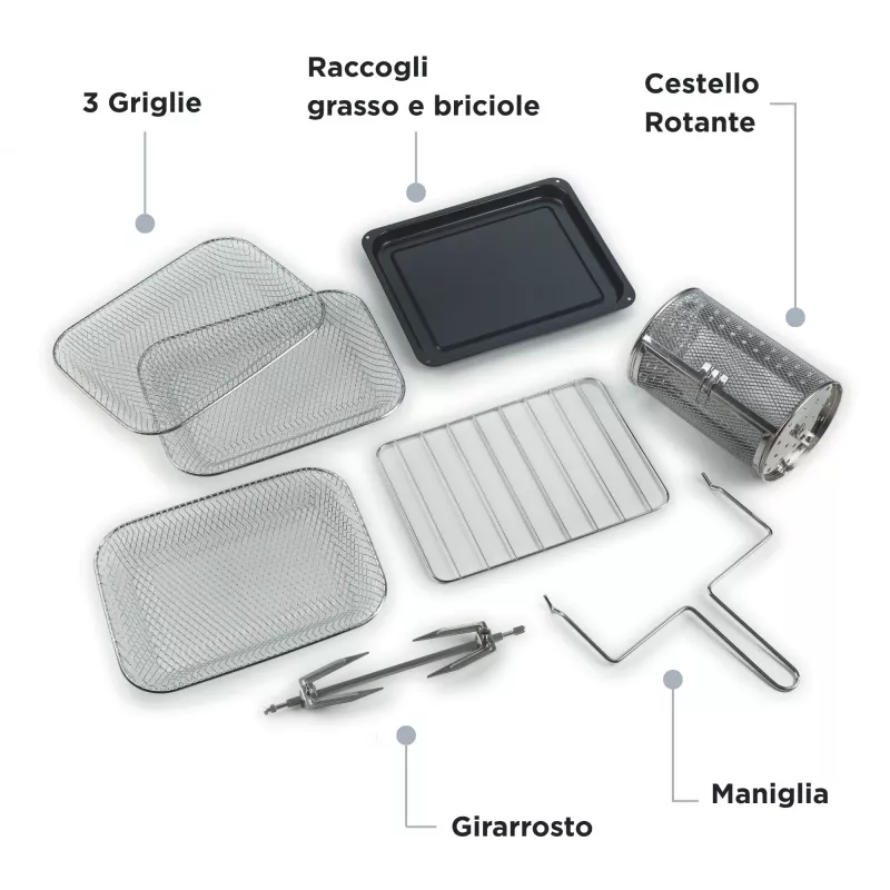 Ariete 4632 Heißluftfritteuse und Backofen Vintage, 1400W, 2in1, Fassungsvermögen 16L, Zubehör inklusive, Timer 60 Minuten, Doppelglas, Grün