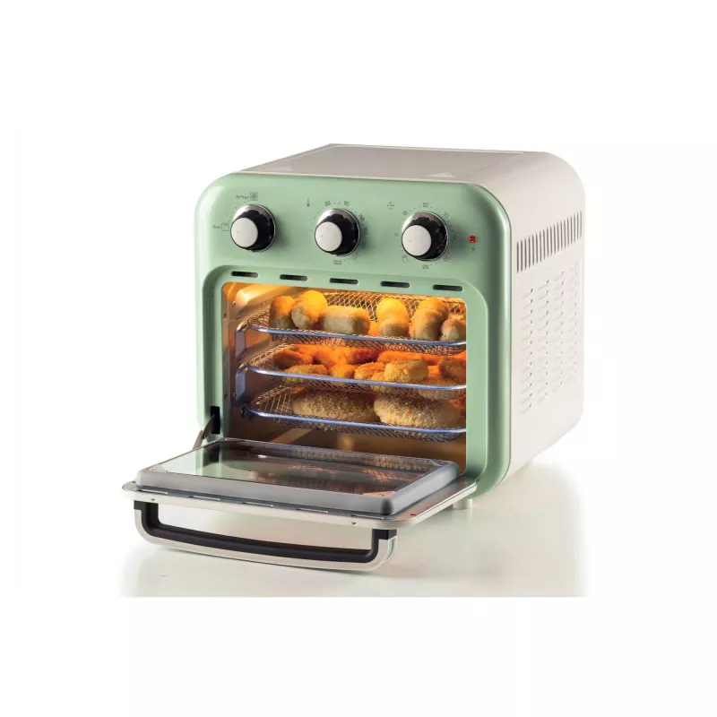 Ariete 4632 Heißluftfritteuse und Backofen Vintage, 1400W, 2in1, Fassungsvermögen 16L, Zubehör inklusive, Timer 60 Minuten, Doppelglas, Grün