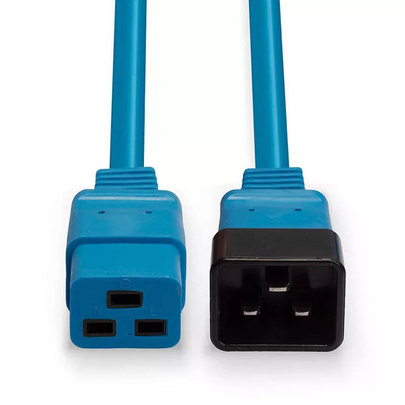 Lindy 2m IEC C19 auf C20 Verlängerungskabel, Blau, 2 m, C19-Kupplung, C20-Stecker, 250 V, 16 A