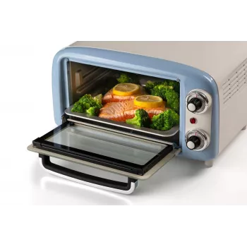 Ariete 3919 Elektroofen Vintage, 800 W, 10 l Kapazität, Doppelverglasung, Retro, Blau