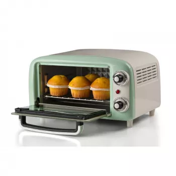 Ariete 3919 Elektro-Mini-Backofen Vintage, 800 W, 10 L Fassungsvermögen, Doppelglas, Retro, Grün