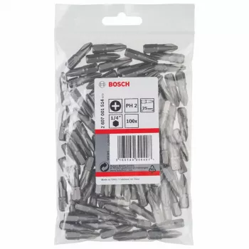 Schraubendreherbits Bosch 2607001514 100 Stück PH 2 25 mm Sechskant