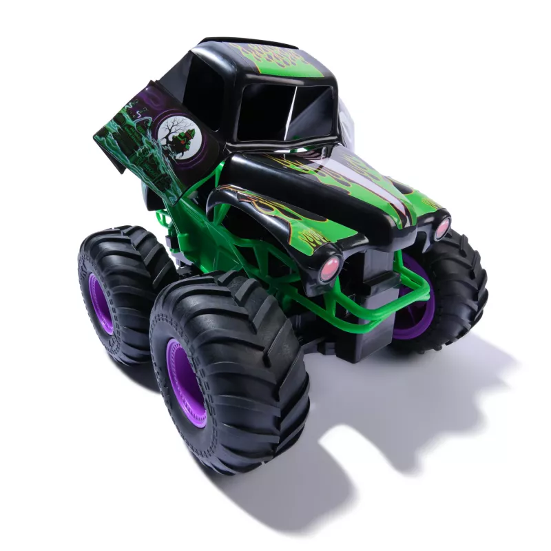Monster Jam, offizielles Smash & Bash Grave Digger ferngesteuertes Indoor- & Outdoor-Fahrzeug, reparierbarer Monstertruck im Maßstab 1:15, Spielzeug für Jungen und Mädchen ab 4 Jahren