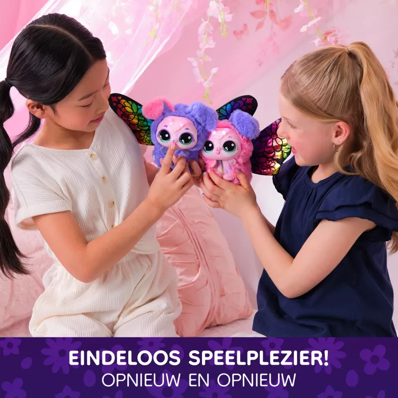 Hatchimals Bloomables by , Kittyfly Überraschungsspielzeug, interaktives Plüschtier mit wiederholbarer doppelter Enthüllung, über 100 Geräusche und Reaktionen für Rollenspiele (Stile variieren), elektronische Haustiere für Kinder ab 5 Jahren