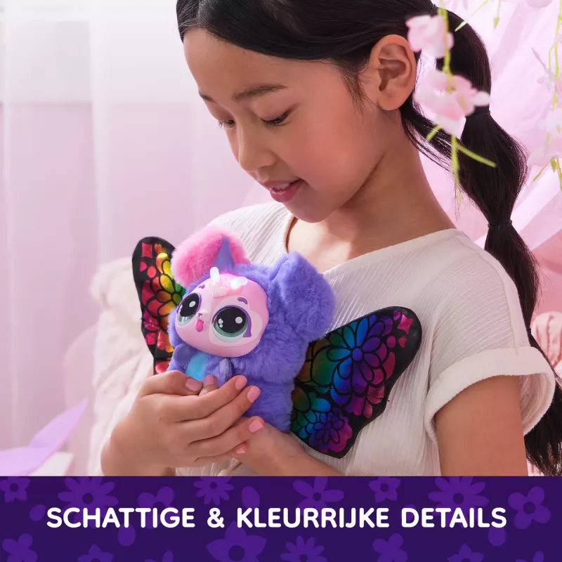 Hatchimals Bloomables by , Kittyfly Überraschungsspielzeug, interaktives Plüschtier mit wiederholbarer doppelter Enthüllung, über 100 Geräusche und Reaktionen für Rollenspiele (Stile variieren), elektronische Haustiere für Kinder ab 5 Jahren