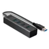 Lindy 4 Port USB 3.0 Hub, USB 3.2 Gen 1 (3.1 Gen 1) Type-A, USB 3.2 Gen 1 (3.1 Gen 1) Type-A, 5000 Mbit/s, Schwarz, Aluminium, Kunststoff, 0.3 m
