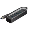 Lindy 4 Port USB 3.0 Hub, USB 3.2 Gen 1 (3.1 Gen 1) Type-A, USB 3.2 Gen 1 (3.1 Gen 1) Type-A, 5000 Mbit/s, Schwarz, Aluminium, Kunststoff, 0.3 m