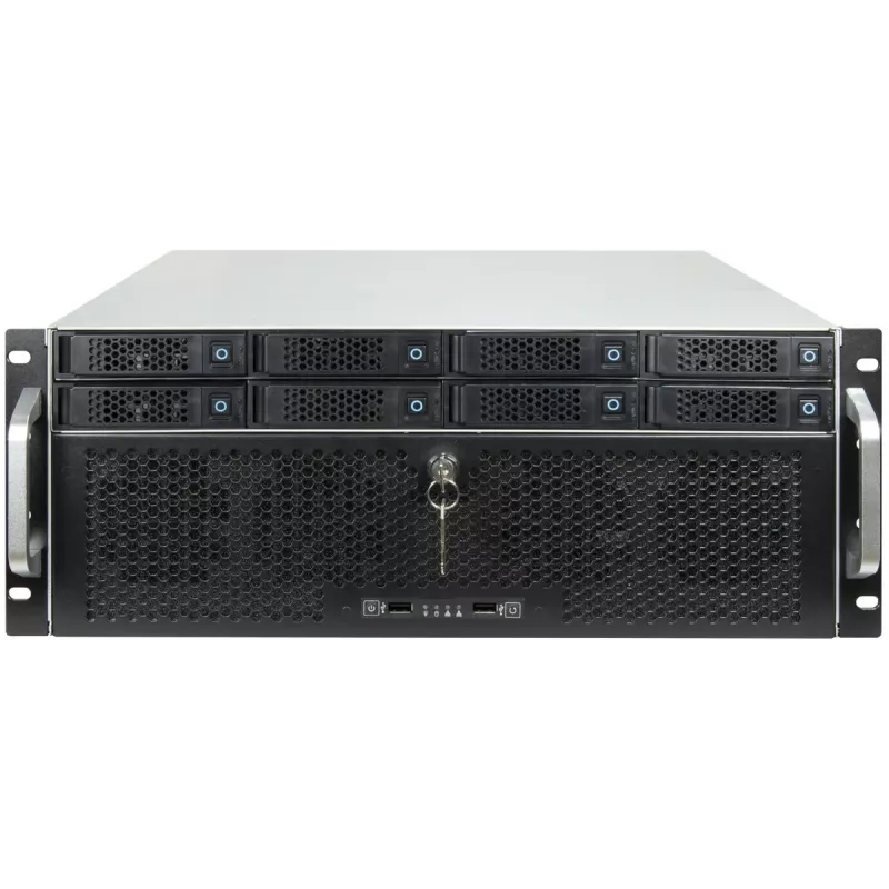 Server-Rack-Gehäuse INTER-TECH IPC 4U-4708 – 4U, Schwarz, unterstützt ATX/PS2-Netzteil, 4x Front 80mm, 2x Rückseite 80mm, 2,5/3,5 Zoll HDD