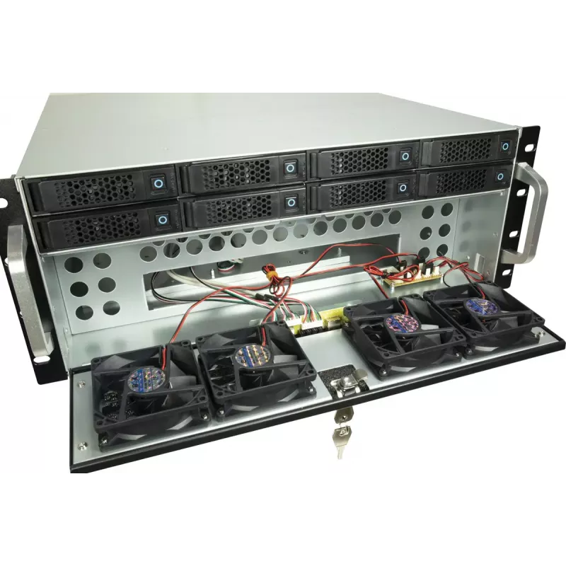 Server-Rack-Gehäuse INTER-TECH IPC 4U-4708 – 4U, Schwarz, unterstützt ATX/PS2-Netzteil, 4x Front 80mm, 2x Rückseite 80mm, 2,5/3,5 Zoll HDD