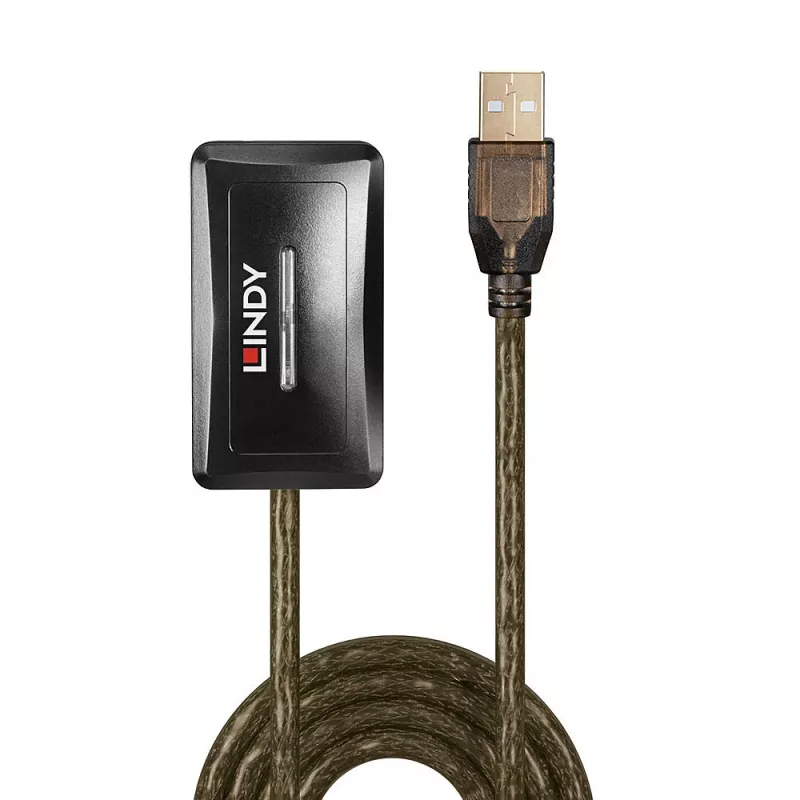 Lindy 10m USB 2.0 aktiver Verlängerungs-Hub, USB 2.0, USB 2.0, 480 Mbit/s, Grau, 28/24, 10 m