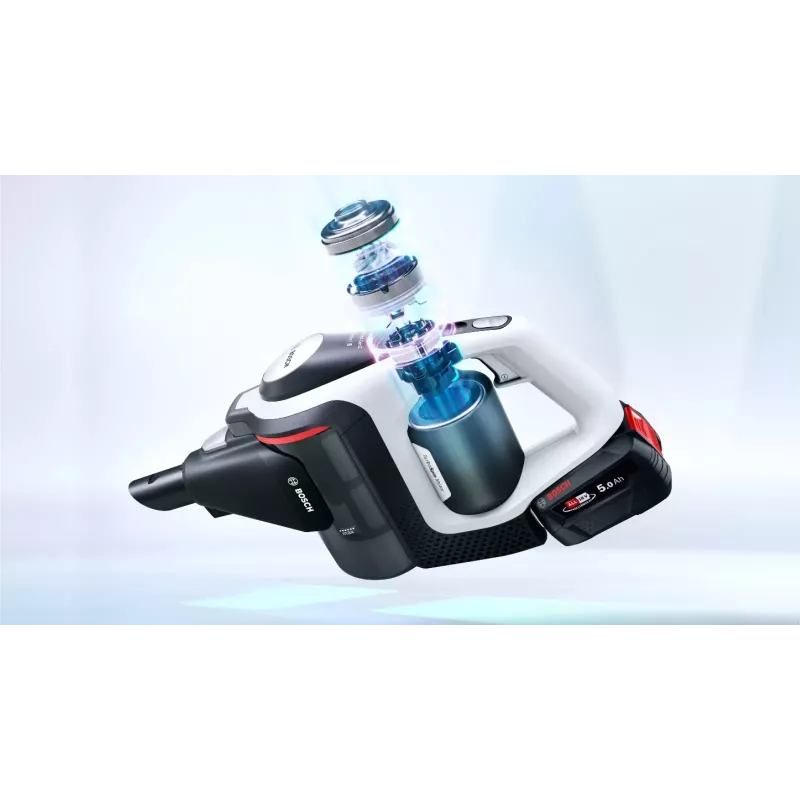 Bosch Serie 8 BSS825ALL Stabstaubsauger/Akkusauger Batterie Trocken Beutellos Schwarz, Weiß 5 Ah