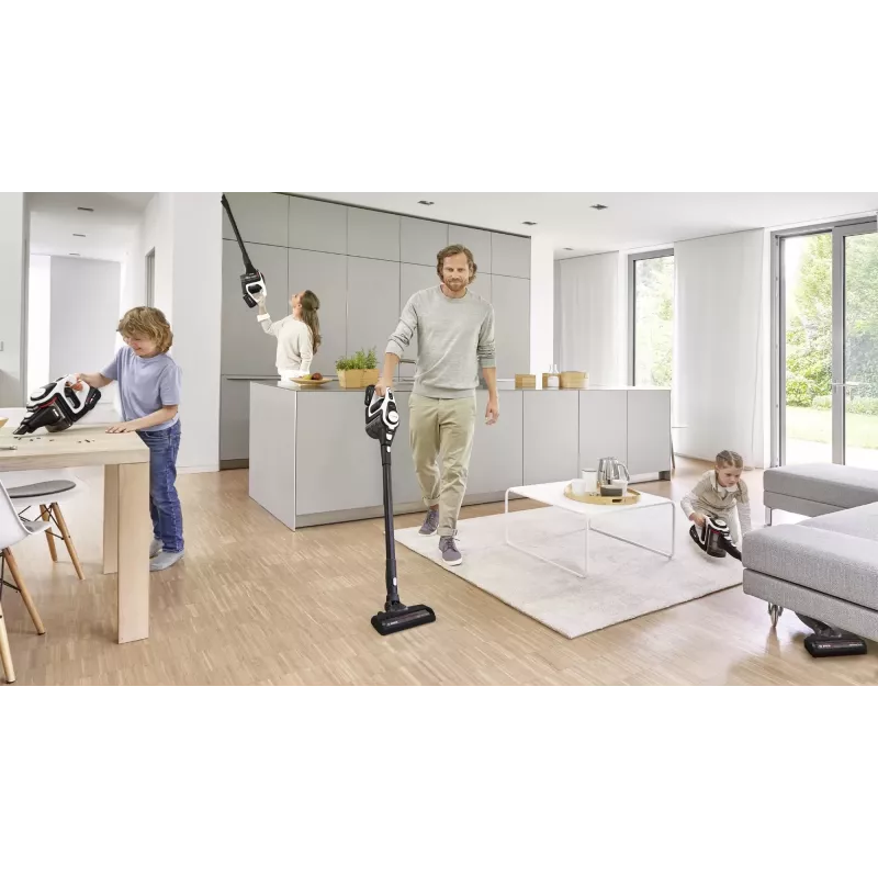 Bosch Serie 8 BSS825ALL Stabstaubsauger/Akkusauger Batterie Trocken Beutellos Schwarz, Weiß 5 Ah