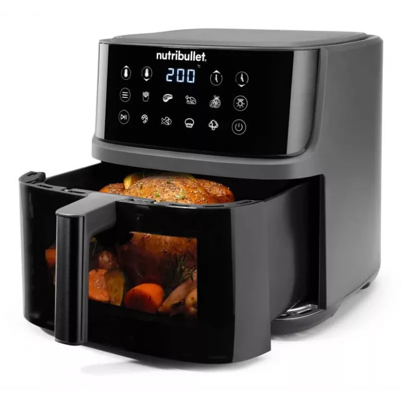 NutriBullet CrispLite Vision Single 8 L Standgerät 2000 W Heißluftfritteuse Schwarz