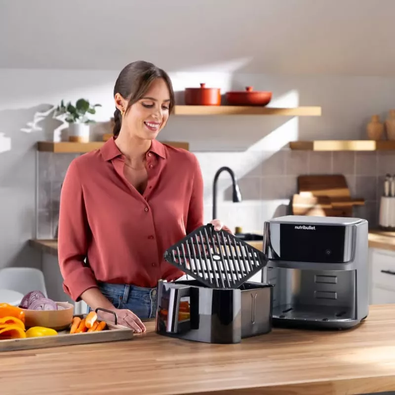 NutriBullet CrispLite Vision Single 8 L Standgerät 2000 W Heißluftfritteuse Schwarz