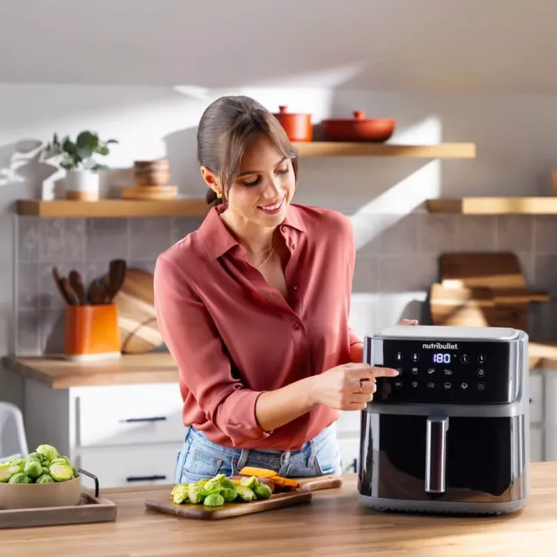 NutriBullet CrispLite Vision Single 8 L Standgerät 2000 W Heißluftfritteuse Schwarz