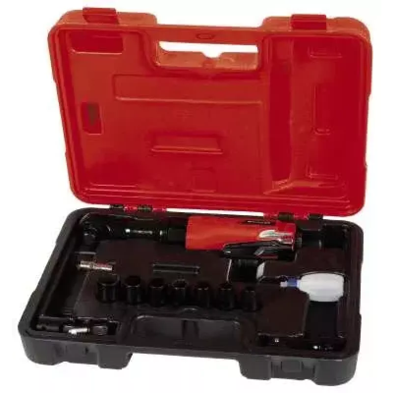 Druckluft-Schlagschrauber EINHELL TC-PR 68 — pneumatisch, 68 N·m Drehmoment, 160 U/min, gerader Griff, 7 Steckschlüsseleinsätze, 252×350×83 mm, schwarz/rot