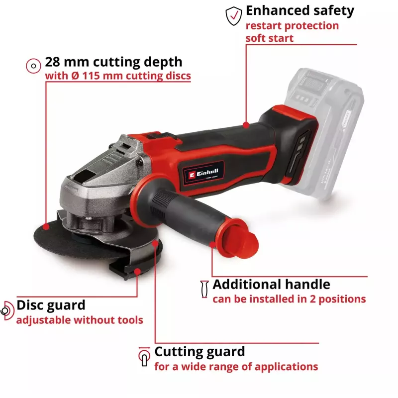 Winkelschleifer Einhell Power X-Change TE-AG 18/115-2 Li - Solo 18 Volt