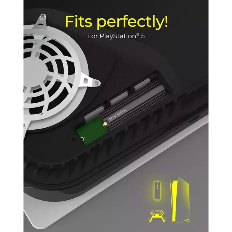 Kühlkörper ICY BOX IB-M2HS-PS5 für PlayStation 5 Schwarz 27 mm x 76 mm x 9 mm