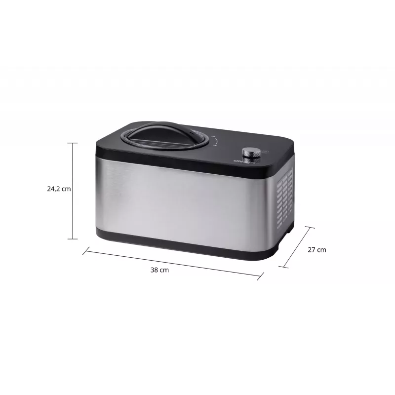 Unold 48826 Eismaschine & Joghurtbereiter EVA Kompressor-Eismaschine 1,5 L 120 W Schwarz, Edelstahl
