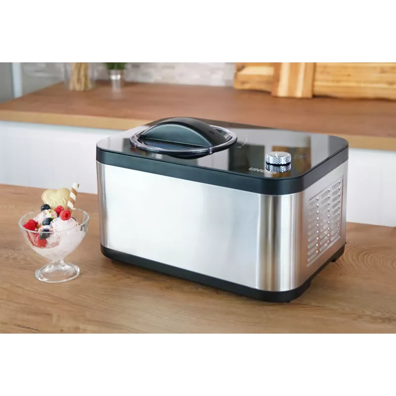 Unold 48826 Eismaschine & Joghurtbereiter EVA Kompressor-Eismaschine 1,5 L 120 W Schwarz, Edelstahl
