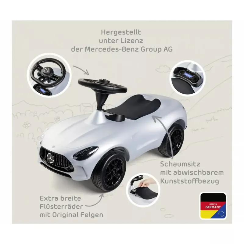 Rutschauto Simba-Dickie BIG Mercedes-AMG GT in Silber/Schwarz – Kinder-Schiebe-/Tretfahrzeug