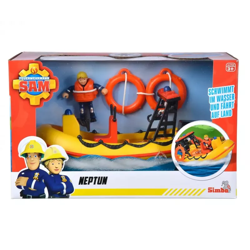 Spielzeugboot Simba-Dickie Feuerwehrmann Sam Neptun-Boot mit Figur – Spielfahrzeug