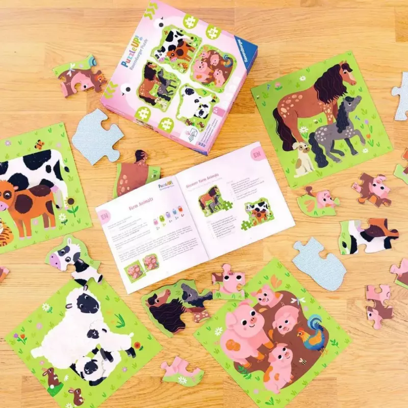 Puzzle Ravensburger UP! Bauernhoftiere – progressives Set 4, 6, 8, 10 Teile