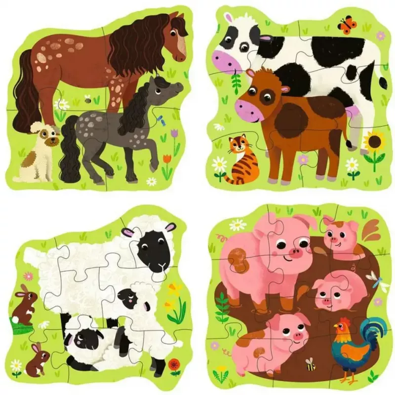 Puzzle Ravensburger UP! Bauernhoftiere – progressives Set 4, 6, 8, 10 Teile