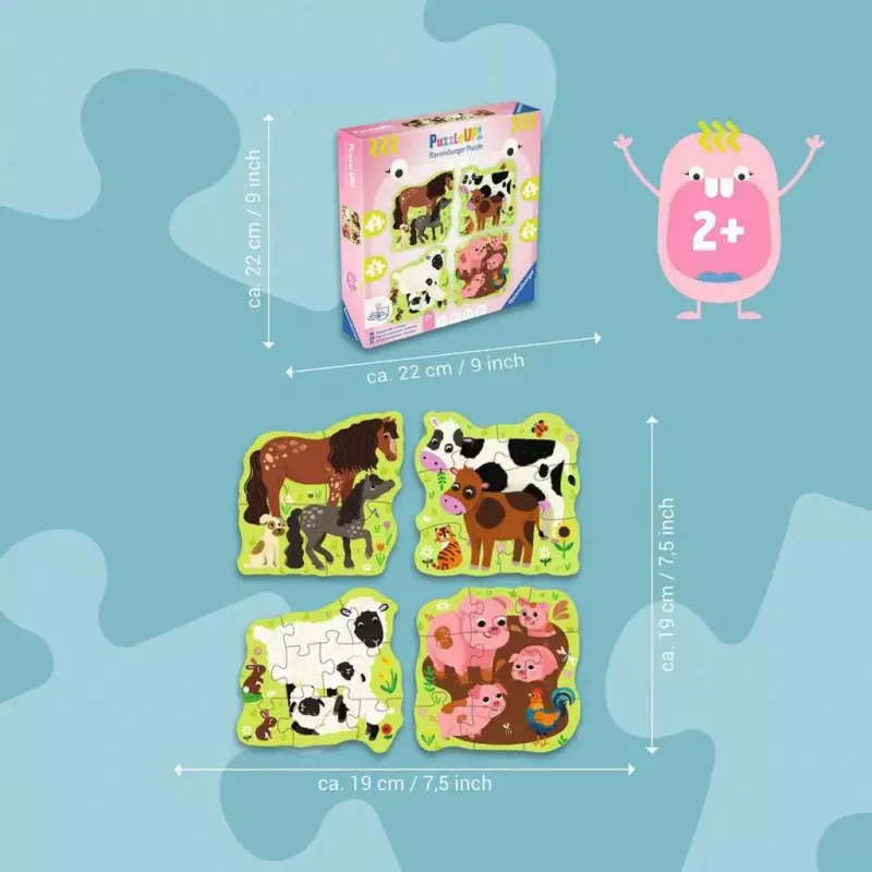 Puzzle Ravensburger UP! Bauernhoftiere – progressives Set 4, 6, 8, 10 Teile